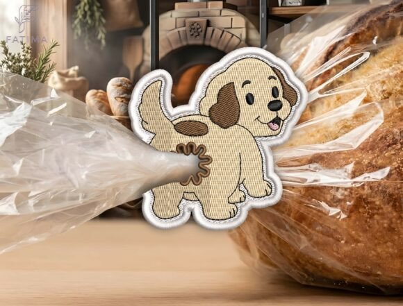 Download Cute Puppy Bag Tie Embroidery Design - Premium Resources